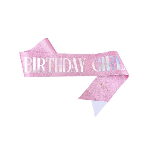 Guqqeuc Glitter Birthday Girl Sash for Women Girls Happy Bday Party Supplies 18th 16th 21st Year Old Sashes for Women