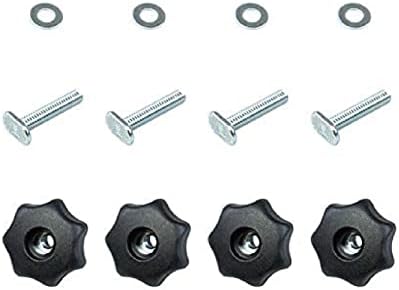 POWERTEC 71484 T-Track Knob Kit w/ 7 Star Threaded 1/4-20 Knobs, Bolts and Washers for Woodworking Jigs and Fixtures – Set of 4, Black