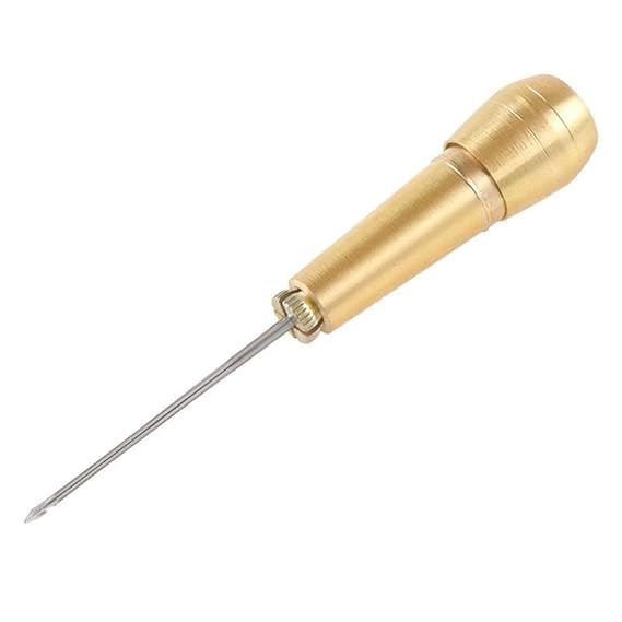Image of PE - Shoe Repair Tool - Wooden Handle Canvas Leather Working Sewing Shoe Repair Awl Tool 5 inch - Reddish Brown (Pack of 1)