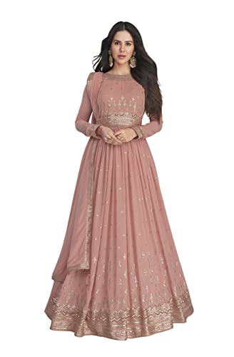 Image of ZUVAANYA Ready To Wear Indian /Pakistani Party Wear Women's Embroidery Faux Georgette Anarkali Floral Gown For Women