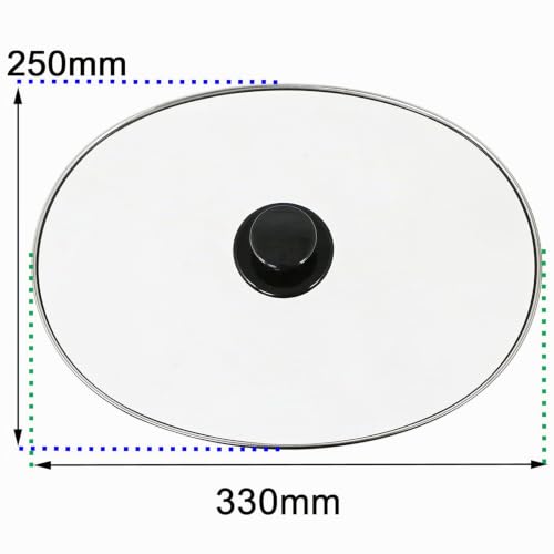 Miniatura 2 de Spares2go Tapa Ovalada Universal De Vidrio Y Mango De Perilla Para Ollas De Cocción Lenta De 5,5 L, 6 L, 6,5 L