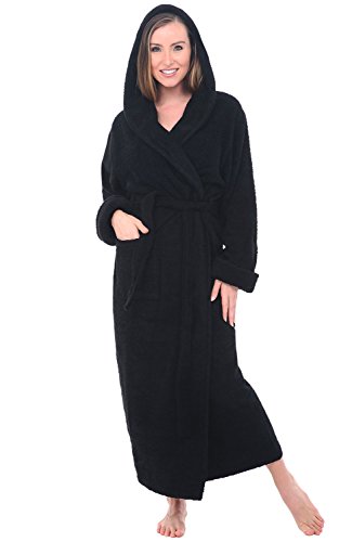 Alexander Del Rossa Womens Turkish Terry Cloth Robe, Long Cotton Hooded Bathrobe, 1XL