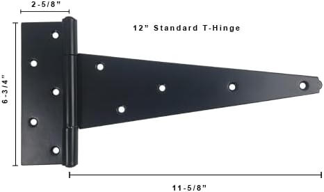 Shed Windows and More Heavy Duty 12" Hinge Black Shed Hinge Barn Hinge Heavy Duty Hinge with Hardware (6)