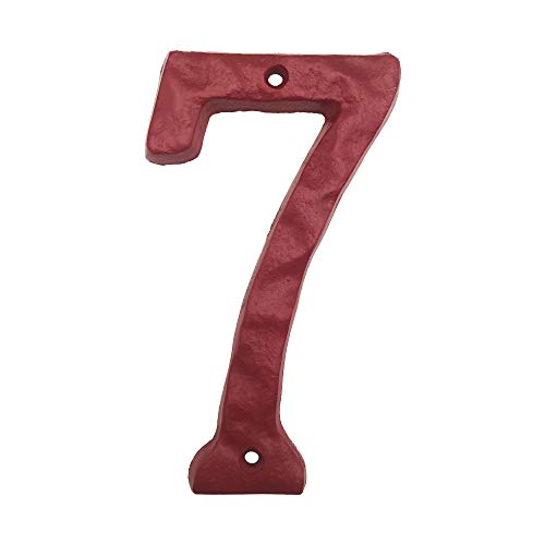 5.5 Inch High Cast Iron House Number, Solid Hammered Home Address Numbers, Elegant Red Finished-Number 7 #TOP23