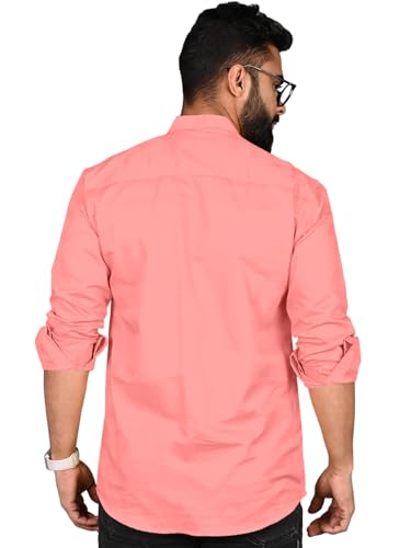 Image of ROYALSCOUT Men Cotton Blend Short Kurta with Mandarin Collar and Button Placket | Full Sleeve Regular Fit Ethnic Wear for Casual and Festive Use