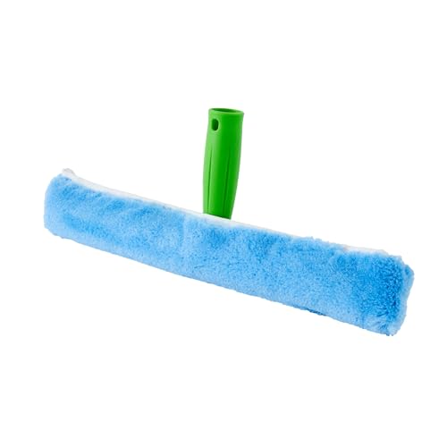Image of Restaurantware-Clean Tek Professional Window Washer Strip, 1 Window Scrubber with T-Bar Handle - Machine Washable, No-Streak Cleaning, Blue Acrylic Washer for Glass Door, Home Or Commercial Use