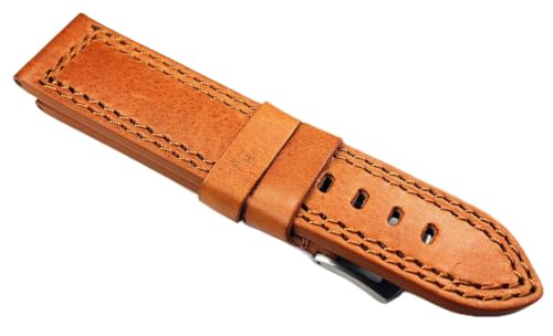 Bracelet de montre 28mm aviateur en cuir véritable marron look usé résistant B112