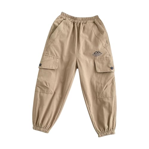 BXJX Boys Cargo Pants Casual Solid Color Outdoor Trouser with Multi Pockets Soft Fashion School Pants for Boys 2-12 Years Plus Size Pant Khaki 9 Years