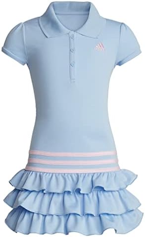 adidas Girls' Toddler Short Sleeve Polo Dress, Clear Sky, 2T