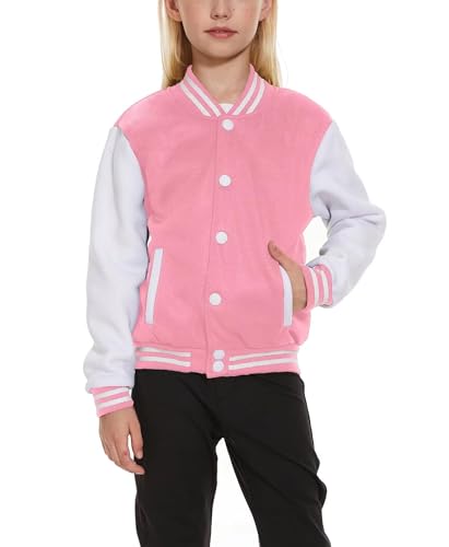 Image of ACEFAST INC Kids Boys Girls Baseball Jacket Varsity Jacket Casual Sport Coat Cardigan Sweatshirt Uniforms Youth 2-13 Year