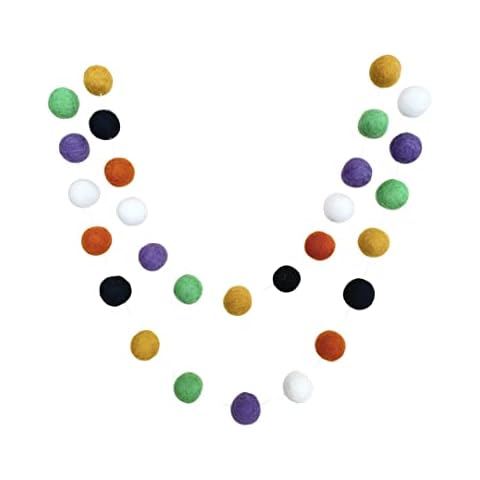 "Witch's Brew" 7 ft long Handmade Halloween Felt Ball Garland by Sheep Farm Felt Cover