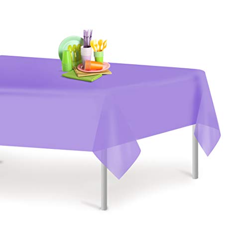 Lavender 12 Pack Premium Disposable Plastic Tablecloth 54 Inch. x 108 Inch. Decorative Rectangle Table Cover By Grandipity