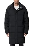 UIQUR Men's Lightweight Long Winter Puffer Coat Water-Resistant Insulated Quilted Jacket Warm Parka for Cold Weather Black XXXL