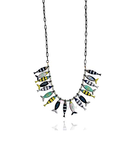 Lol Bijoux – Collar de miriade de peces – Sardina azul marino – POpup-Bijoux