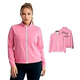 YJCOS Womens Pink Jacket Halloween Ladies Costume Zipper Jacket Sweatshirt Hoodie Uniform