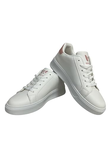Classic White Sneakers, Low-Top Lace-Up, Platform Sole, Casual Athletic Fashion2