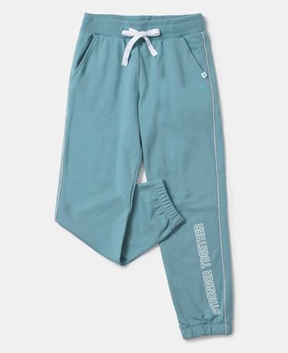 Image of Jockey AG68 Girls Super Combed Cotton French Terry Graphic Printed Relaxed Fit Joggers