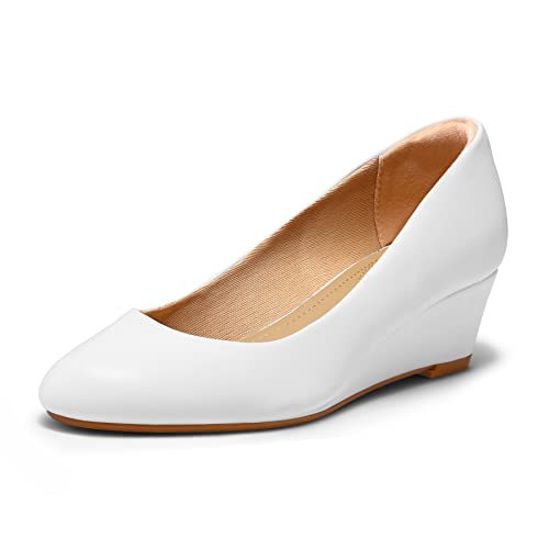 Image of mysoft Women's Wedge Pumps Low Heel Closed Toe 2in Dress Shoes