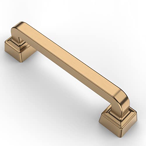 Image of Asidrama 10 Pack 3.75 Inch(96mm) Champagne Bronze Kitchen Cabinet Handles, Brushed Brass Cabinet Pulls Kitchen Cabinet Hardware for Cupboard Gold Drawer Pulls