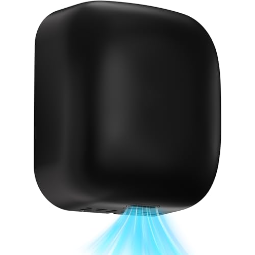 Commercial Hand Dryer for Bathroom, 110V 1800W Automatic High Speed Hand Dryer Machine Easy to Install Compact Hand Dryer with Hot & Cold Wind for Home Hotel Restaurants, Black