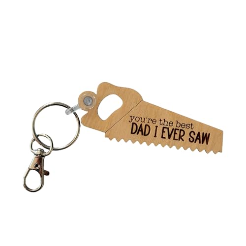 Wooden Saw Design Keychain for Dad