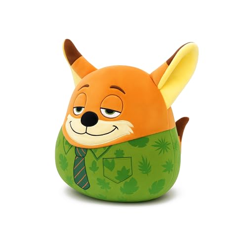 Periyholev Orange Fox Plush - Wearing a Tropical Shirt and Tie, Cute Cartoon Fox Plush Animal, Soft Cuddly Pillow - Perfect for Kids and Animal Lovers (Yellow)