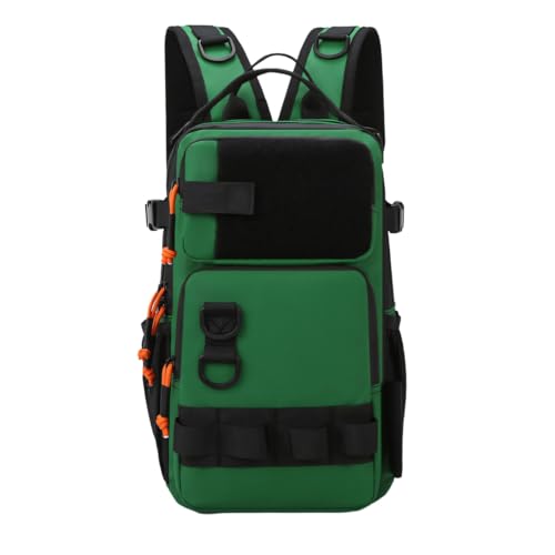 MiOYOOW Sac à Dos de Pêche imperméable, Sacoche pour Poisson avec Support de Canne à Pêche, Sac de Pêche Portable en Bandoulière pour la Randonnée, Le Camping et Les Excursions