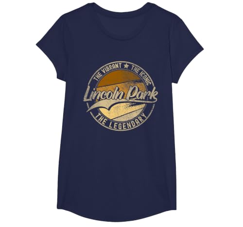 Lincoln Park MI | Michigan | Vintage Distressed T-Shirt, Girls, Navy Blue, X-Small