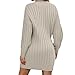 Women's Pullover Sweater Dress Casual Turtleneck Ribbed Long Lantern Sleeve Mini Knit Dresses(Beige, M)