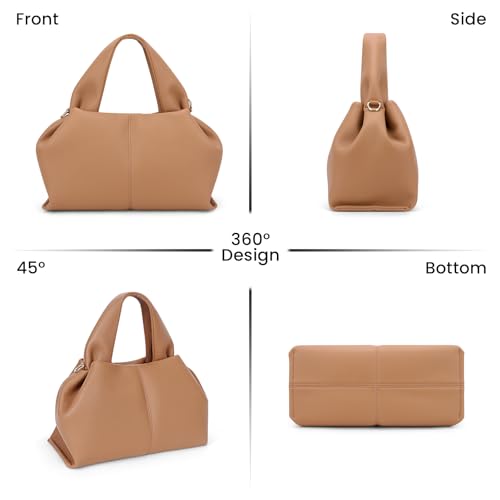 Image of Cloud Pouch Dumpling Clutch Purse Women Tote Shoulder Retro Crossbody Bag with Removable Strap