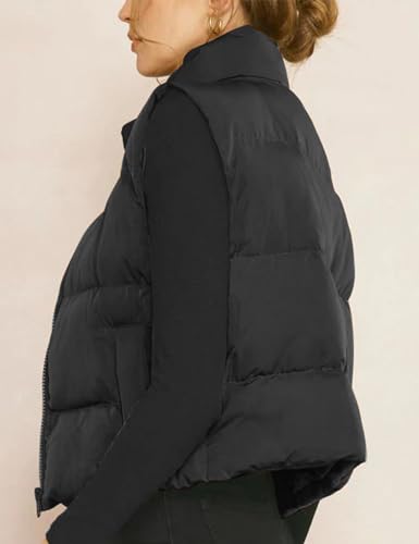 Gihuo Women's Winter Cropped Puffer Vest Stand Collar Zip Up Sleeveless Padded Jacket Lightweight Outerwear 5