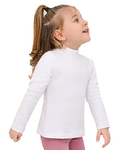 Image of Lilax Girls' Basic Long Sleeve Mock Turtleneck Cotton T-Shirt