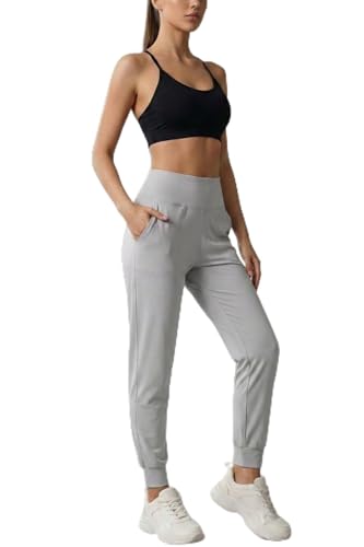 Kadın Eşofman Yüksek Bel Jogger Scuba Kumaş Cepli Rahat Kesim Jogger Eşofman Altı Gri S