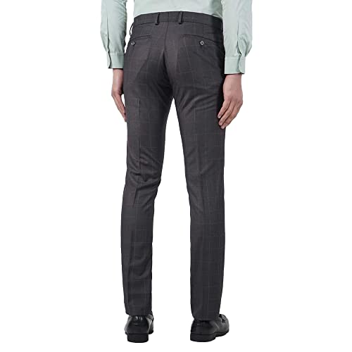 Image of blackberrys Checks Polyester Viscose Slim Fit Men's Work Wear Trousers (Black, 30)