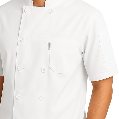Image of uniformer Half Sleeves Chef Coat for Men | Double-Breasted Chef Coat With Reversible Closure | Comfortable & Stylish | Easy Care & Breathable | Ideal for Chefs, Cooks, and Kitchen Staff