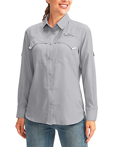 Pudolla Women's UPF 50+ UV Sun Protection Shirts Long Sleeve Fishing Hiking Shirt Cool Lightweight Travel Safari Shirts