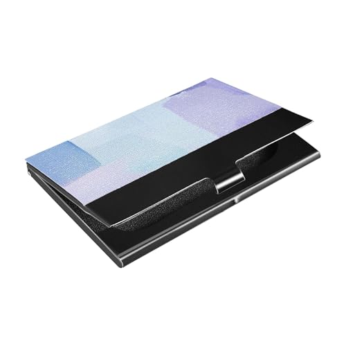 KLL Blue and Purple Color Blocking Ultra-Thin Business Card Holder with Leather and Stainless Steel Cards Holder for Protects Your Cards tarjetero para Hombre
