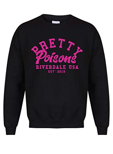 Kelham Print Unisex Slogan Sweater Jumper Pretty Poisons Riverdale USA Black X Large with Fuschia