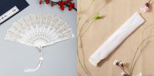 Guyode Abanico Blanco, Encaje Abanicos Personalizados, Plástico