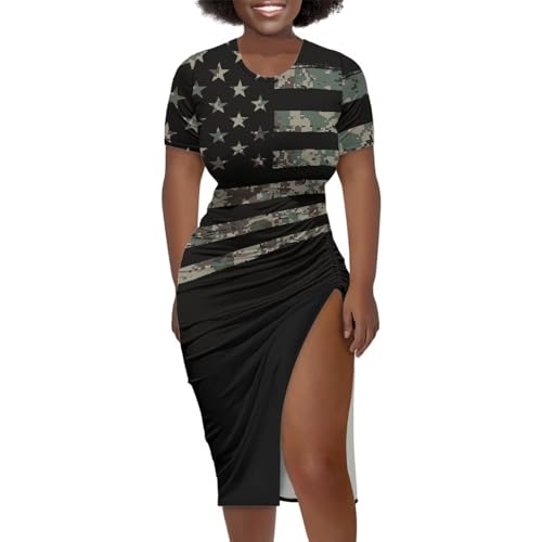 Image of Short Sleeve Dress for Women,Sexy Bodycon Dress,Plus Size Slit Dress,String Design s-4xl