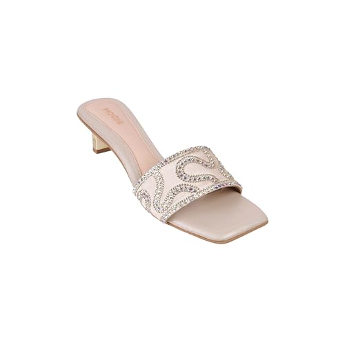Image of Mochi Women Kitten Heel Slip-on Ethnic Sandal
