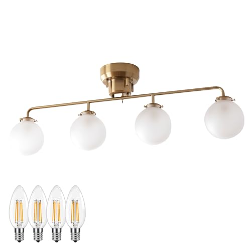 Amazon.co.jp: VENTOTA シーリングライト ゴールドフレーム ガラス 4灯