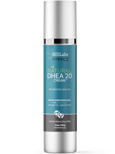 BIOLABS PRO Dhea Cream - Bioidentical Natural Dhea For Women Or Men - 20mg Per Dose - Three Month Supply - Luxury Bottle - 3.6oz