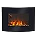 HOMCOM Led Wall Mounted Fireplace Curved Glass Electric Fire Place Fire Place 7 Colour Side Lights Slimline, 900/1800W, 65cm x 52cm