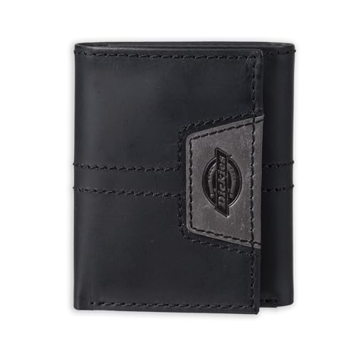 Dickies Men's Leather Extra Capacity Trifold Wallet Black