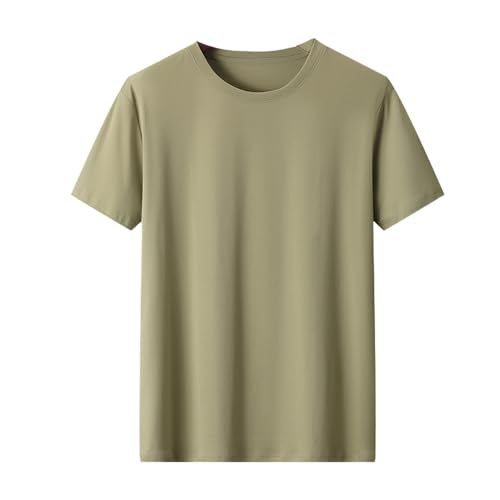 Image of G Guzemor 2024 Summer Men’s 100% Mercerized Cotton T-Shirts Solid Tops Casual Premium Fitted Basic Crewneck Short Tee, Light Green, Medium