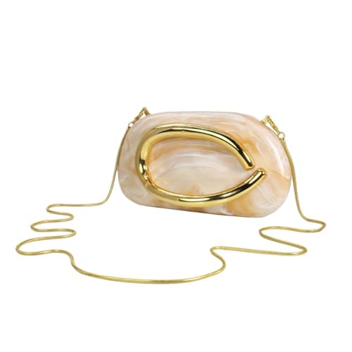 Image of Women Evening Clutch Purse Metal Handle Acrylic Purse Unique Shoulder Bag Causal Handbags for Bride Party Wedding