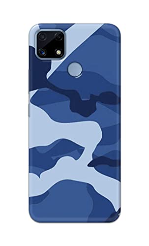 Image of Printed Hard Back Cover Case for Realme C25 | Realme C25s Back Cover (Army Blue Pattern) -1302