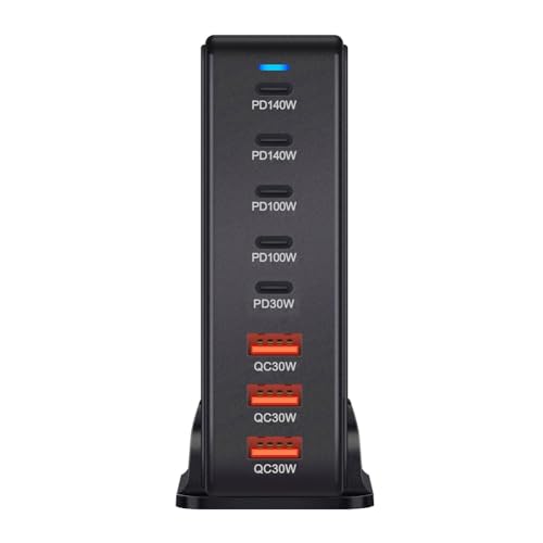 Carga Rápida 600W con Base GAN de 8 Puertos USB Tipo C para PC y Smartphone 4
