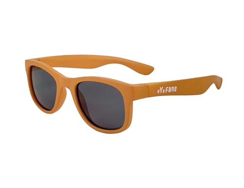 NOAH Square Sport Kids Sunglasses Boys Girls Toddlers, Bendable TPEE Frame UV400 BPA-free Beach Party, 2 Sizes Age 1-3 & 4-8, Tangerine-M